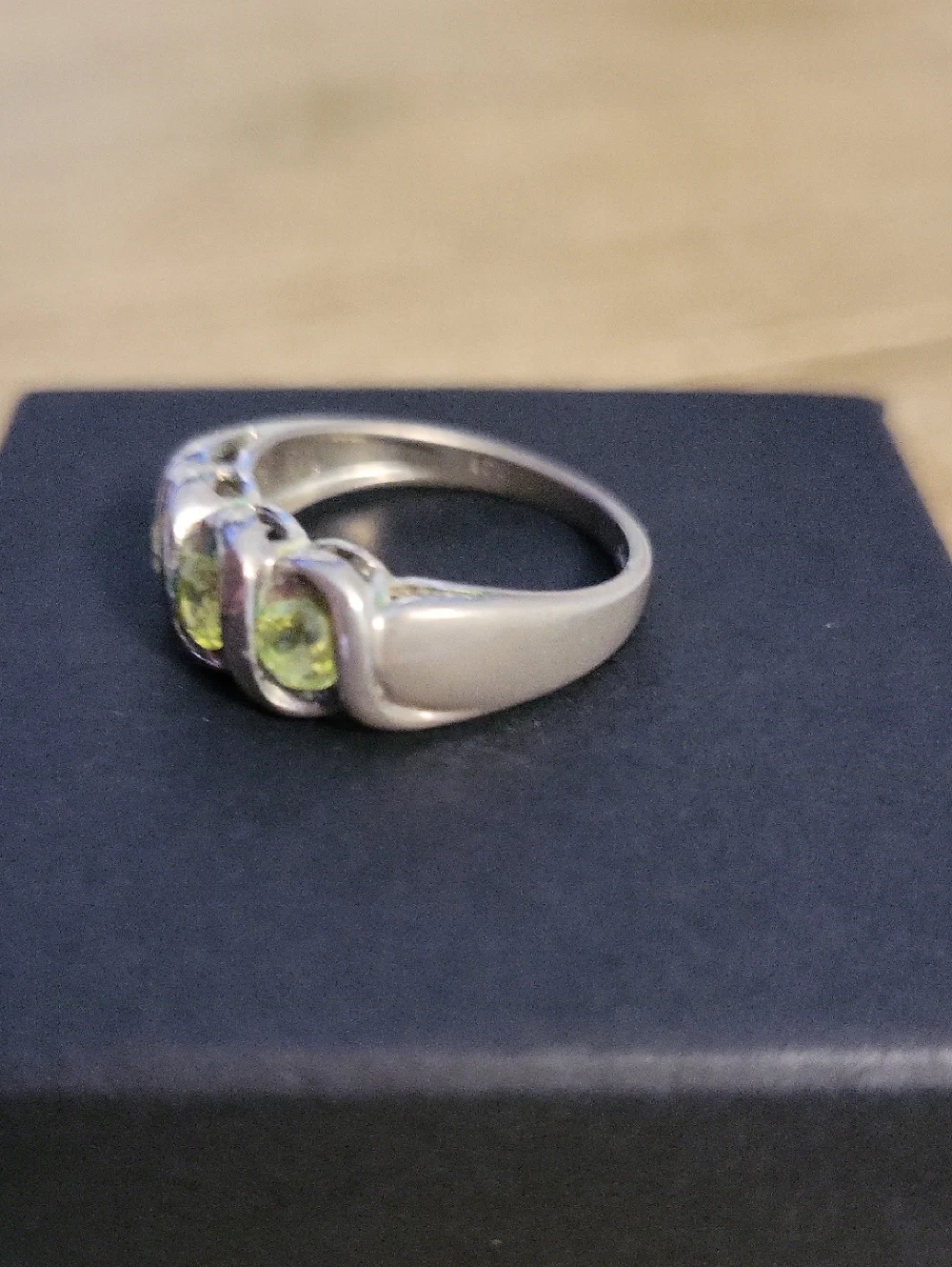 Sterling Silver Peridot Triple-Stone Ring -